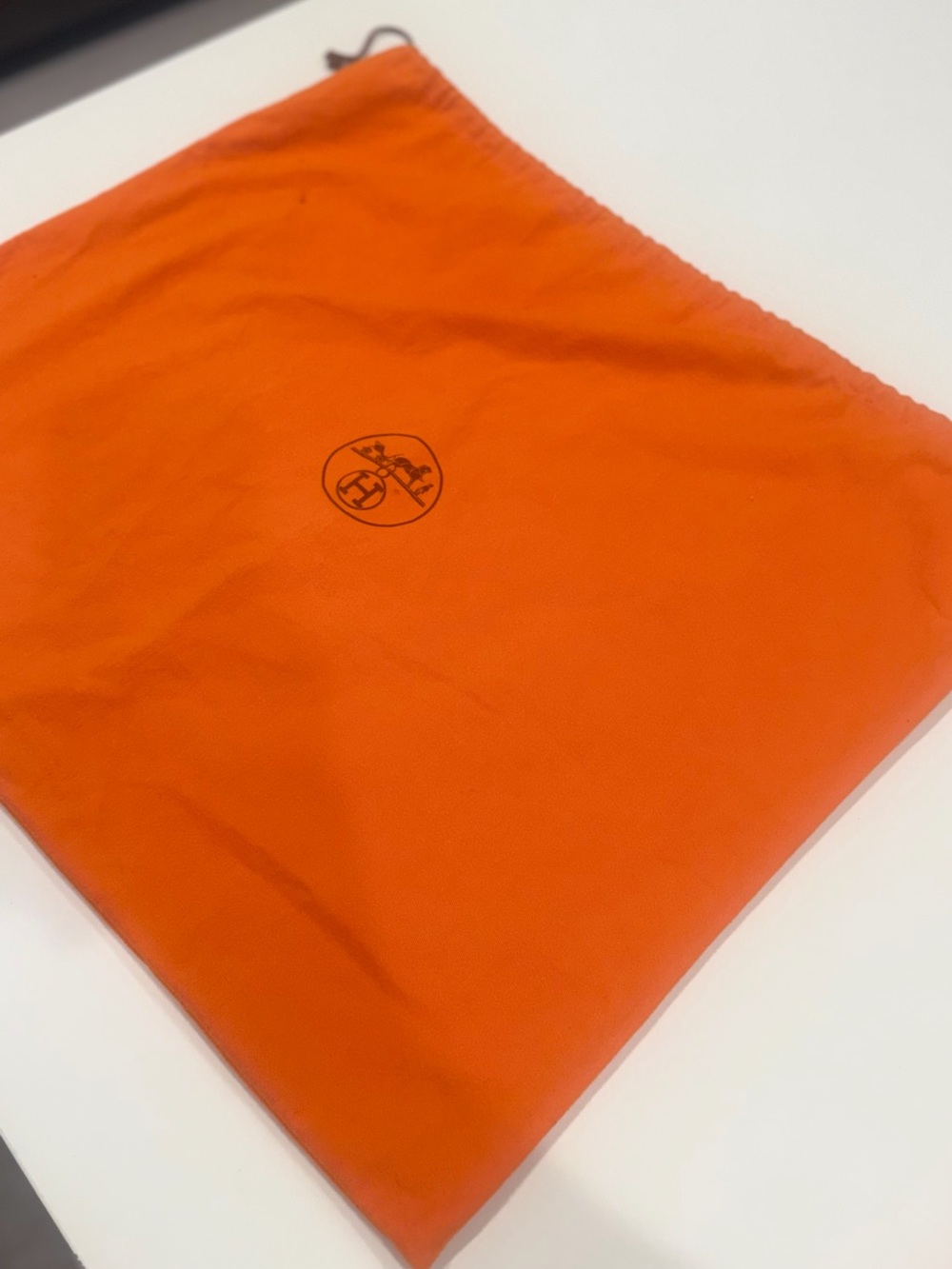 Hermes Orange Logo Textile Print dust bag 23” X 21”